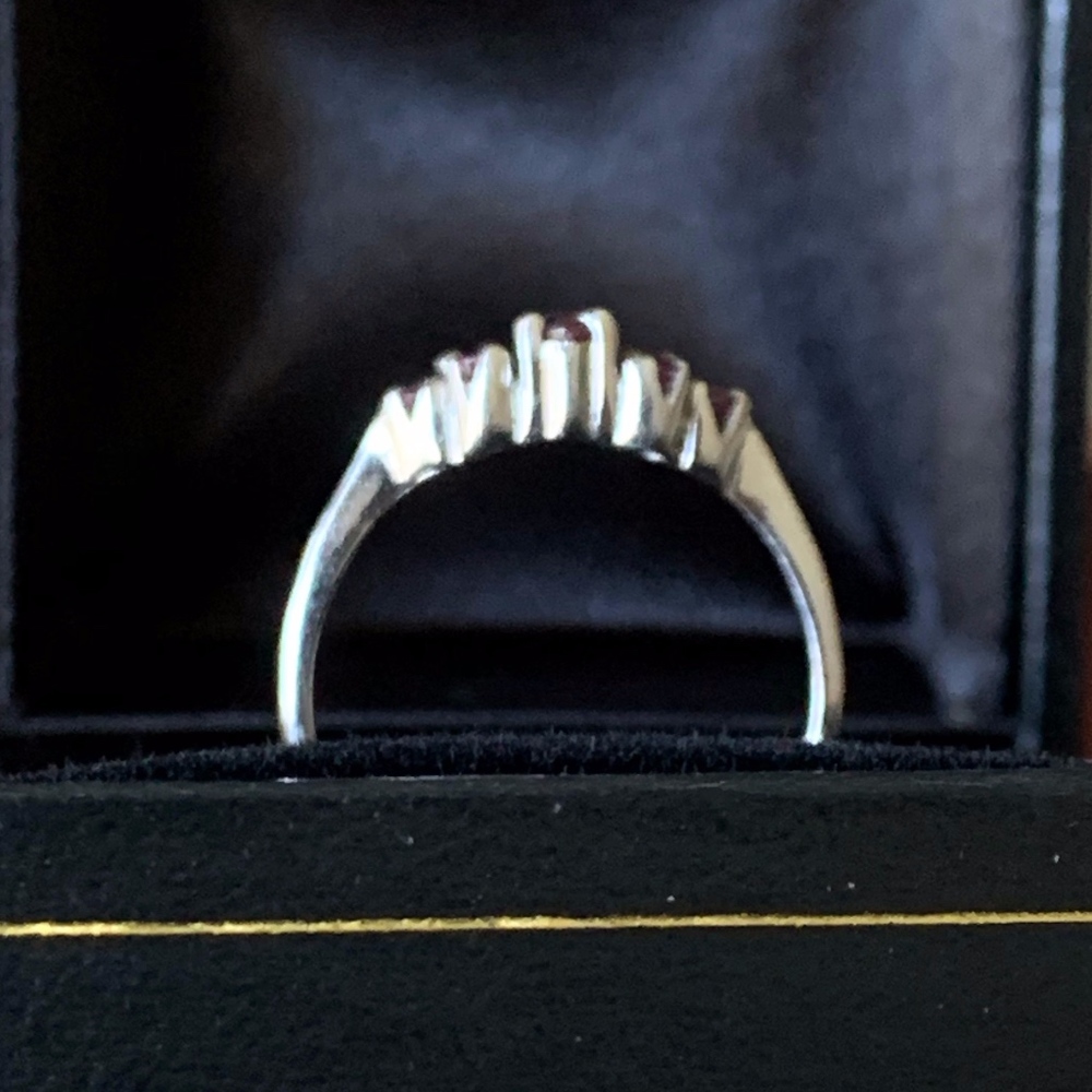 Petite Sterling Silver Genuine Ruby Ring Size 6 - image 4